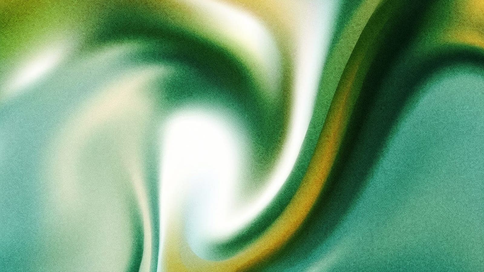 Dégradé abstrait aux formes fluides, dans des tons vert, doré et turquoise.